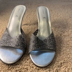 Silver heel slippers